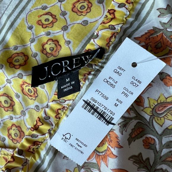 J Crew Open Back Halter Top In Sunset Rose Block Print Top Medium Yellow - Picture 2 of 11